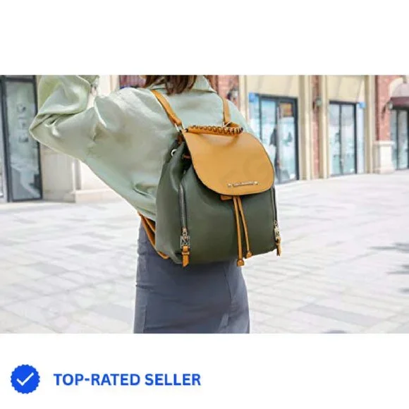 Vegan Leather Backpack Top Handle Bookbag Fashion Daypack Travel Bag Chic